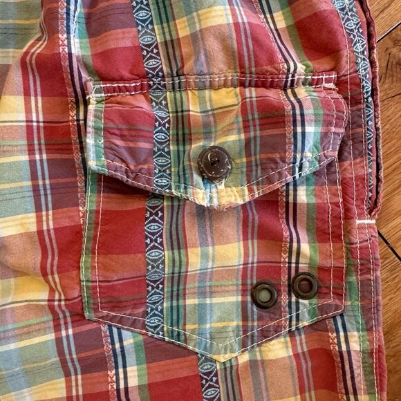 Men's Polo Ralph Lauren Drawstring Patch Work Swim Shorts Plaid Size Large - Picture 3 of 5